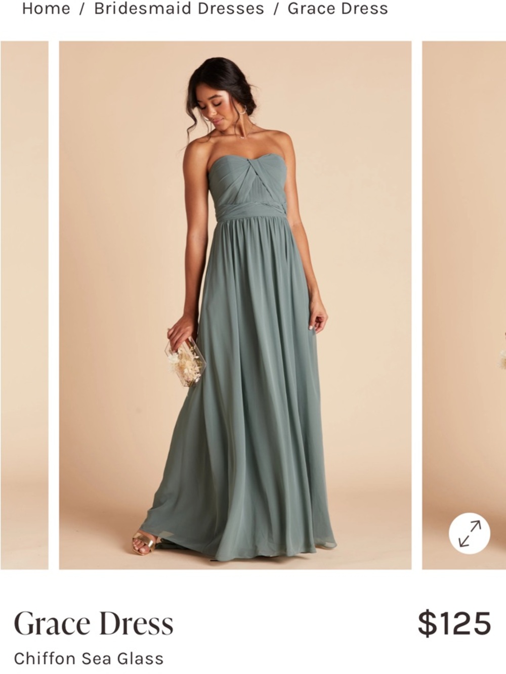 Grace Dress - Sea Glass Chiffon Strapless Gown